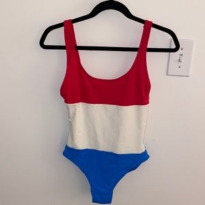 Solid & Striped Red White Blue One Piece Swimsuit
